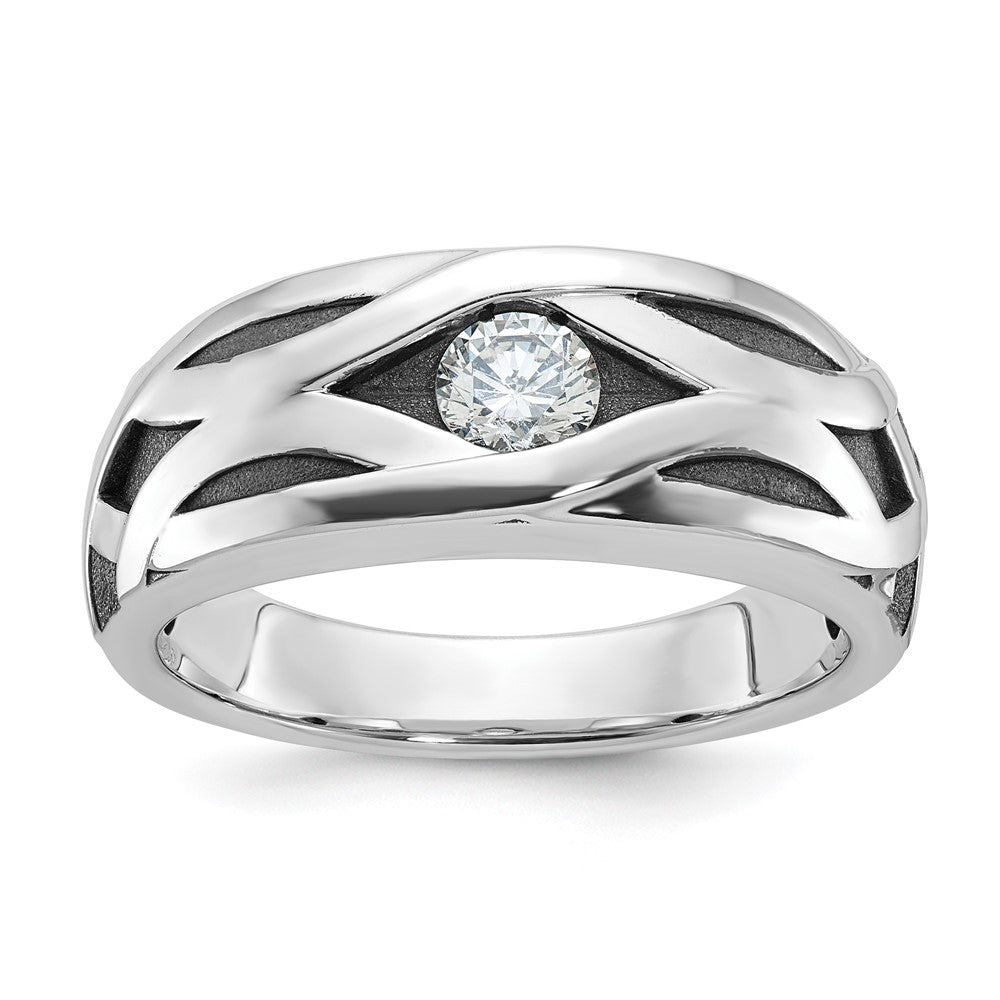 SS IBGoodman Men's Polished Satin & Grooved Ring