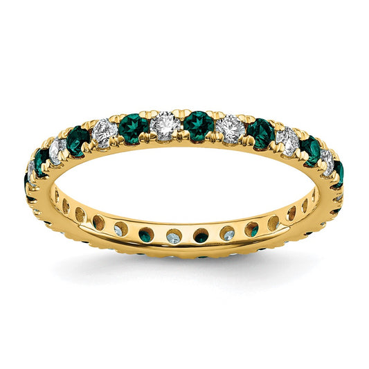 14k 3/8 carat Lab Grown Diamond VS/SI+ G+ and Lab Created Alexandrite Size 4.5 Eternity Band