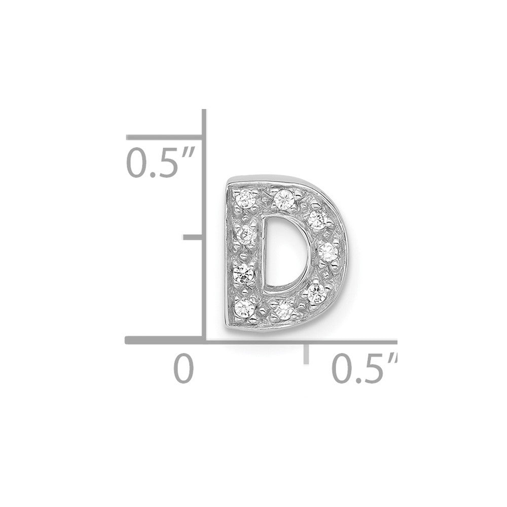 Sterling Silver Polished CZ Initial D Slide