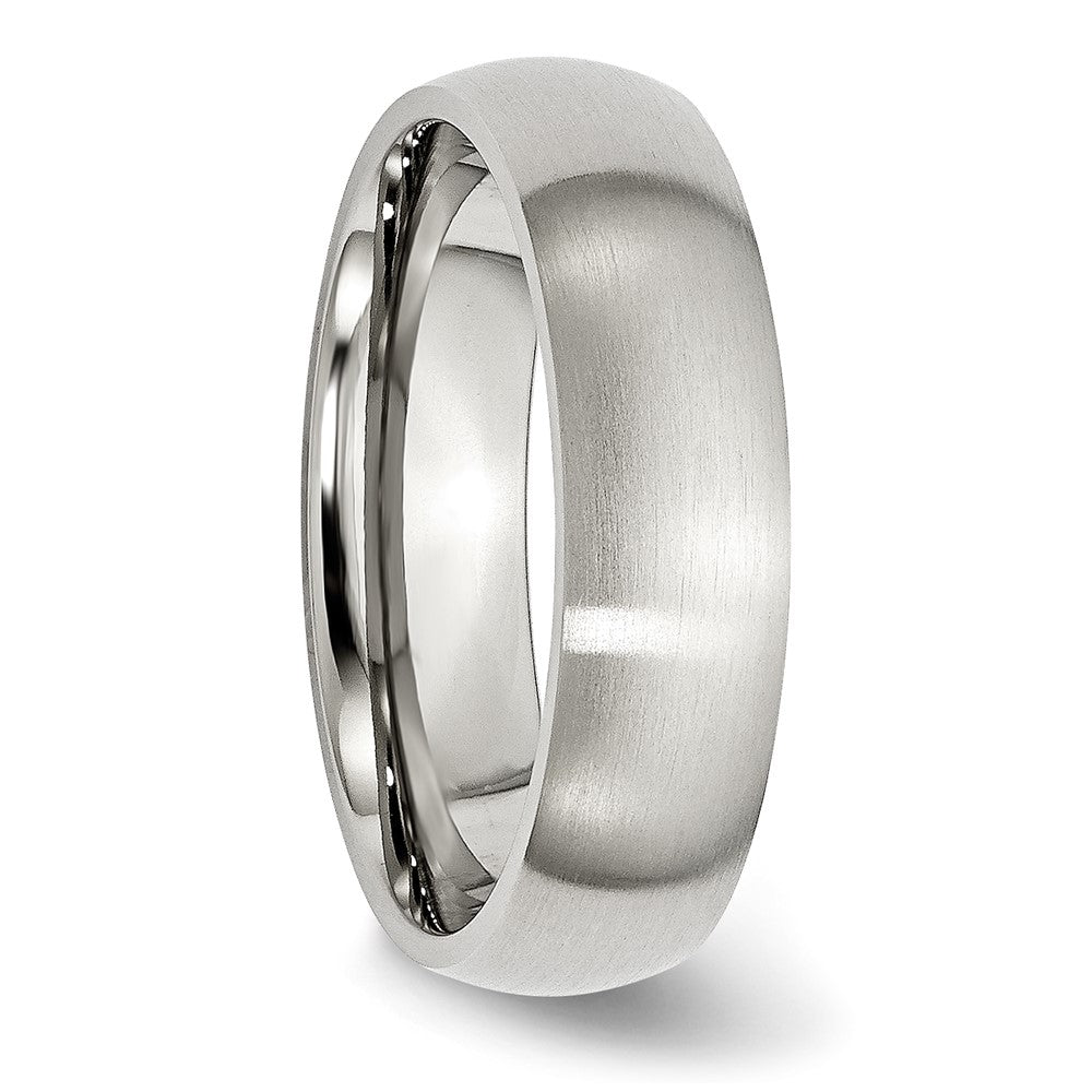 Stainless Steel Brushed 6mm Half Round Band Size - 12