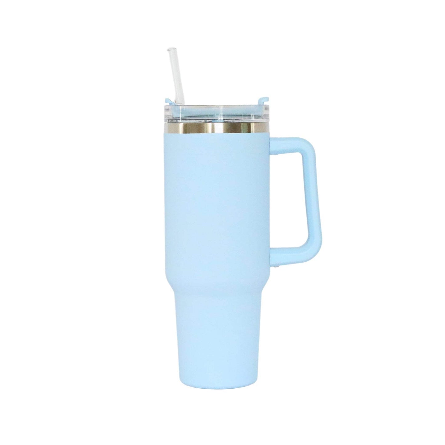 40 Oz Stainless Steel Tumbler with Handle & Straw -Black