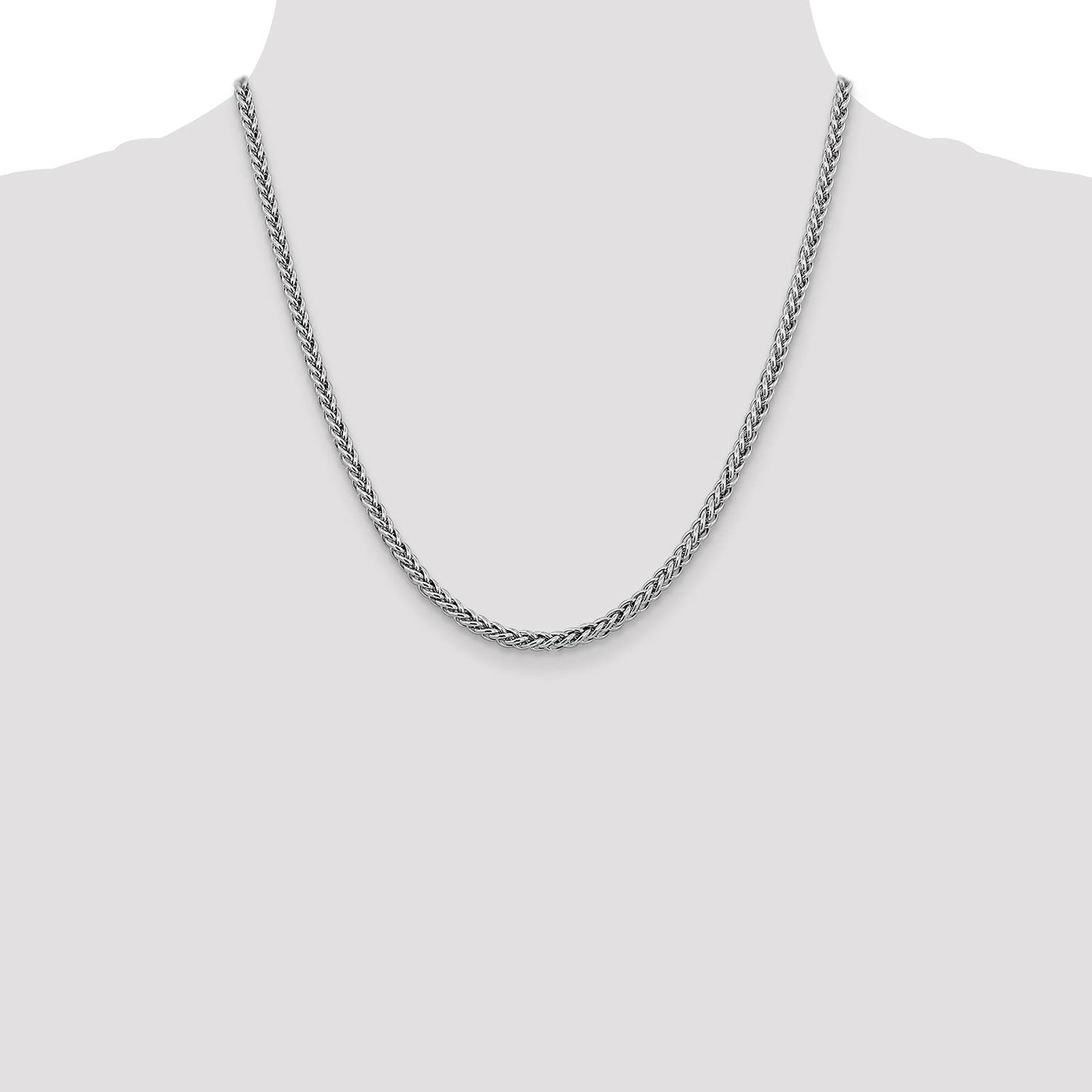 14K White Gold 18 inch 4.3mm Semi-Solid 3-Wire Wheat with Lobster Clasp Chain