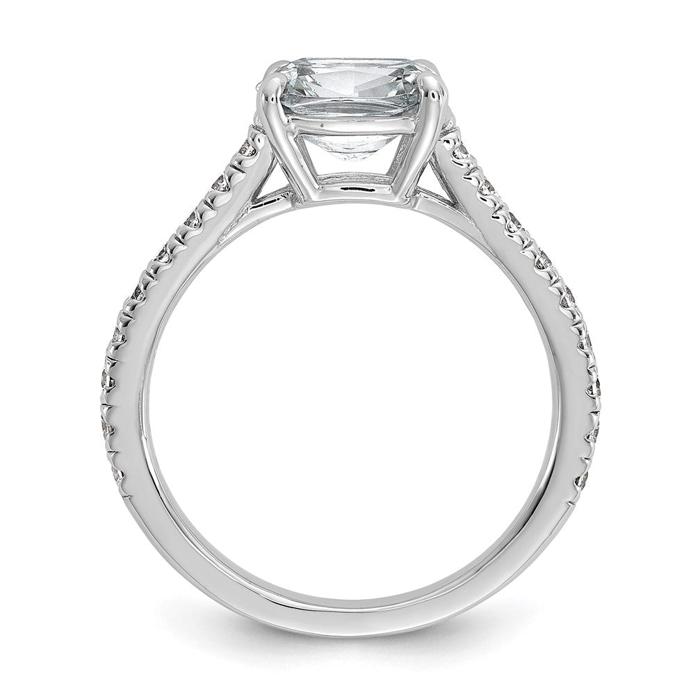 Cheryl M Sterling Silver Rhodium-plated Polished Fancy East-West Cushion-cut CZ Ring
