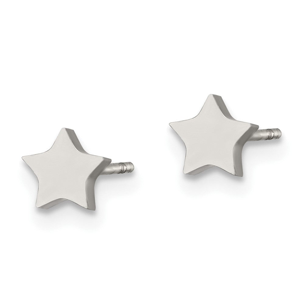 Stainless Steel Polished Star Post Earrings