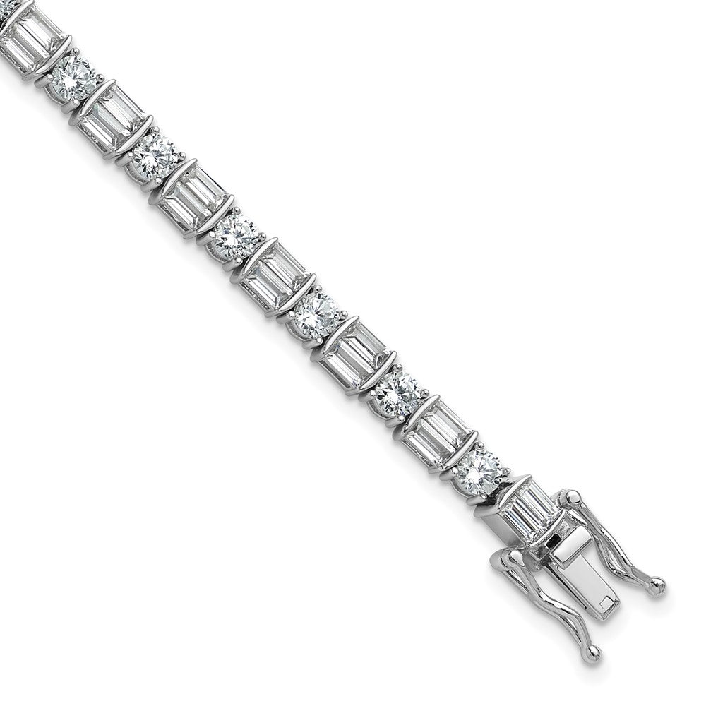 Sterling Shimmer Sterling Silver Rhodium-plated CZ 59 Stone 7.25 inch Bracelet 7.25 inches