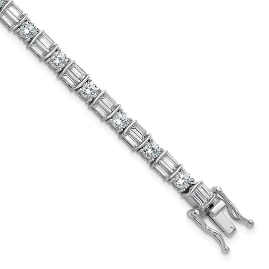 Sterling Shimmer Sterling Silver Rhodium-plated CZ 59 Stone 7.25 inch Bracelet 7.25 inches
