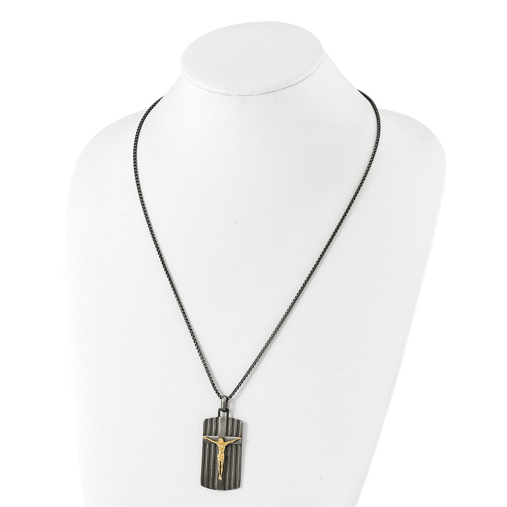 Stainless Steel Brushed Yellow IP-plated Jesus 24in Necklace