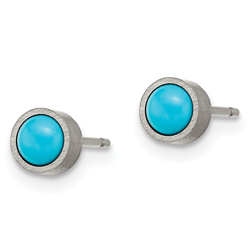 Titanium Brushed Turquoise 5mm Stud Earrings