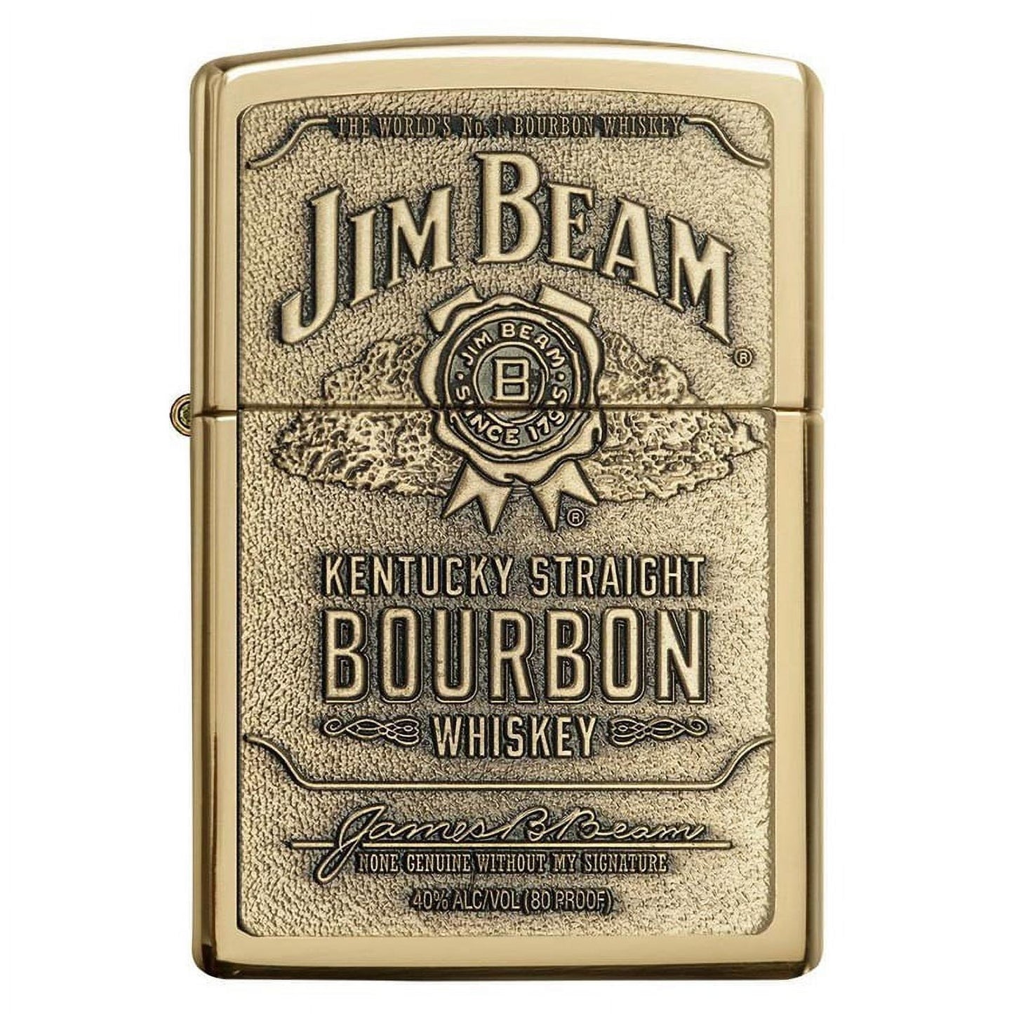 Zippo Jim Beam Bourbon Label Emblem High Polish Brass Pocket Lighter