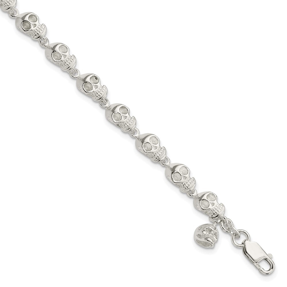 Sterling Silver Skull Bracelet 7 inches