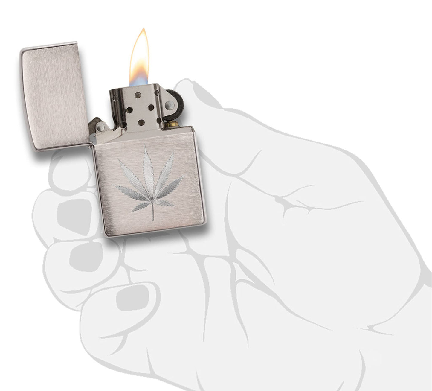 Zippo Brushed Chrome Leaf Pocket Lighter