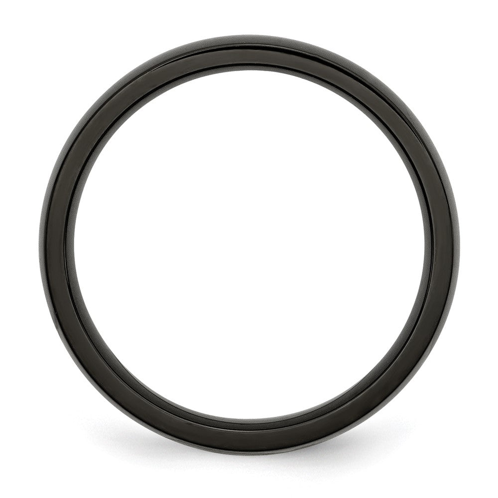 Stainless Steel 4mm Black IP-plated Polished Band Size - 9.5