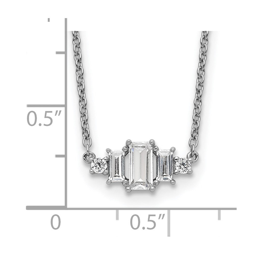 Cheryl M Sterling Silver Rhodium-plated Brilliant-cut and Emerald-cut Bar 18 Inch Necklace 18 Inches