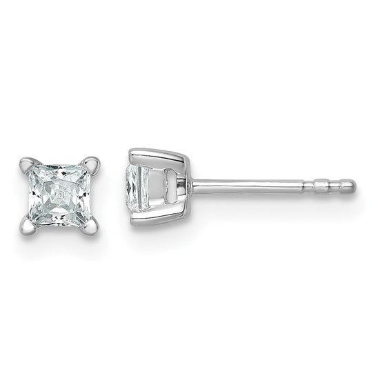 14k White Gold 1/2 ctw Lab Grown Diamond VS+ F+ Princess 4 Prong Heavy Wt. Stud Earrings