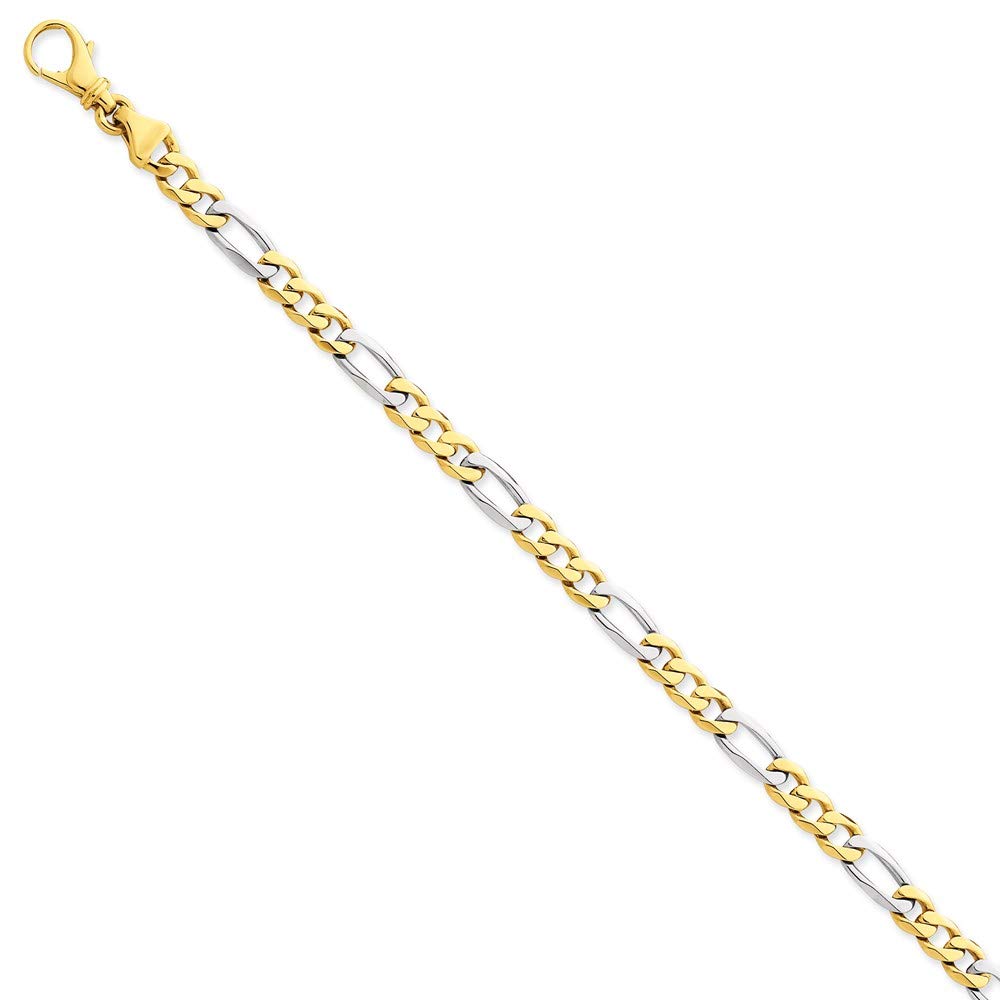 14K Two-tone 8 inch 5.8mm Hand Polished Fancy Link with Fancy Lobster Clasp Bracelet