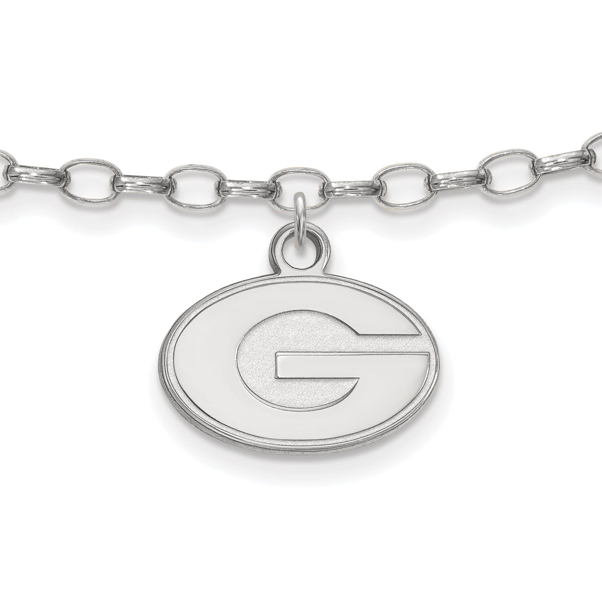 Sterling Silver Rhodium-plated LogoArt University of Georgia Anklet