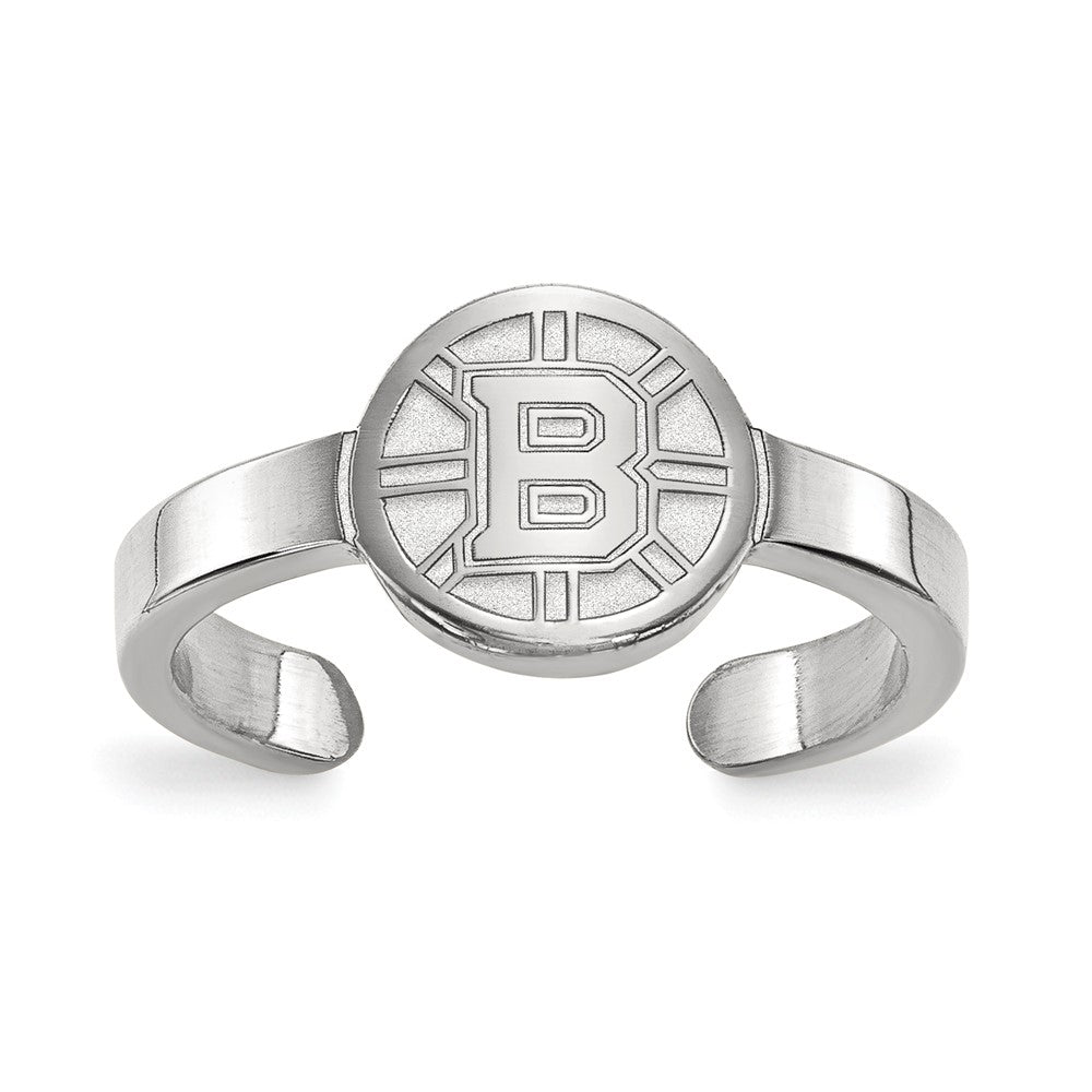 Sterling Silver Rhodium-plated NHL LogoArt Boston Bruins Toe Ring Q-SS026BRI