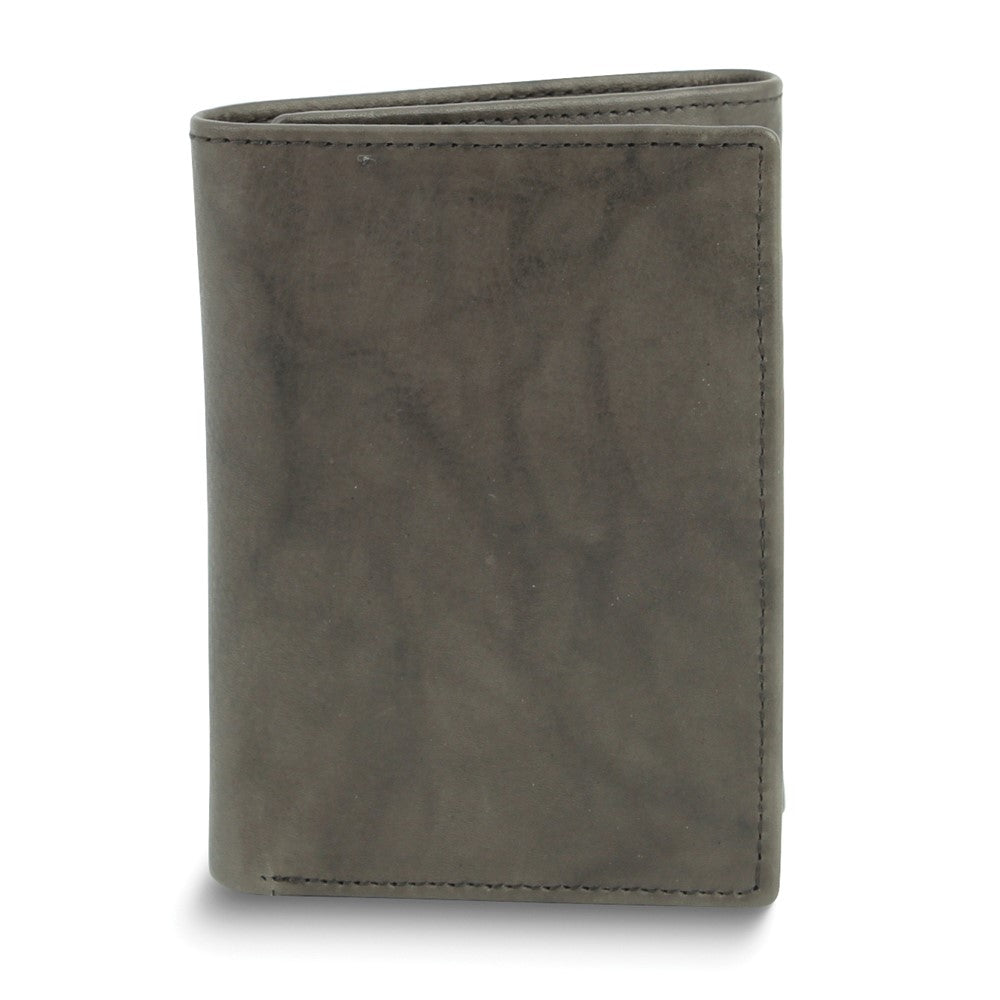 Brown Calf Skin Leather RFID Blocking 6-Slot Trifold Wallet with ID Window