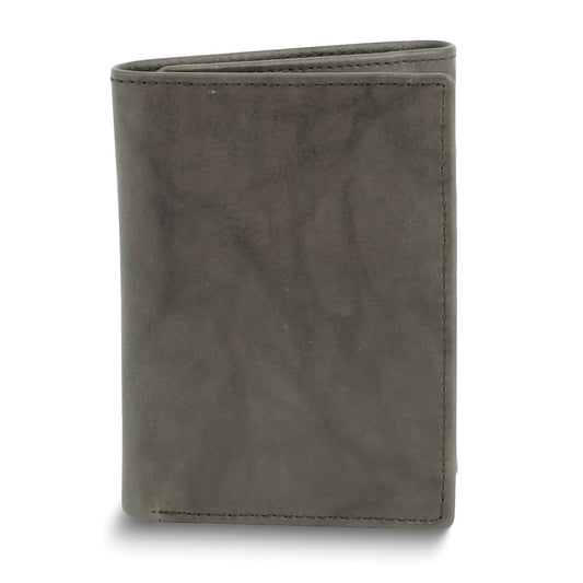 Brown Calf Skin Leather RFID Blocking 6-Slot Trifold Wallet with ID Window