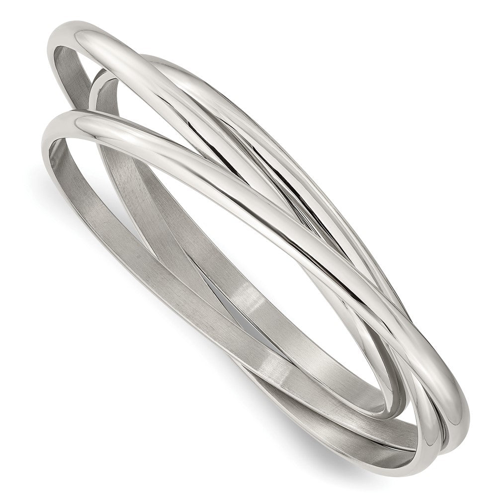 Stainless Steel Polished Intertwined Bangles 7 inches