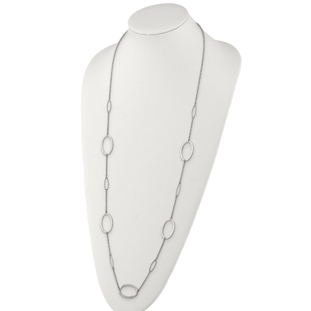 Stainless Steel Polished Fancy Oval Link 38in Necklace
