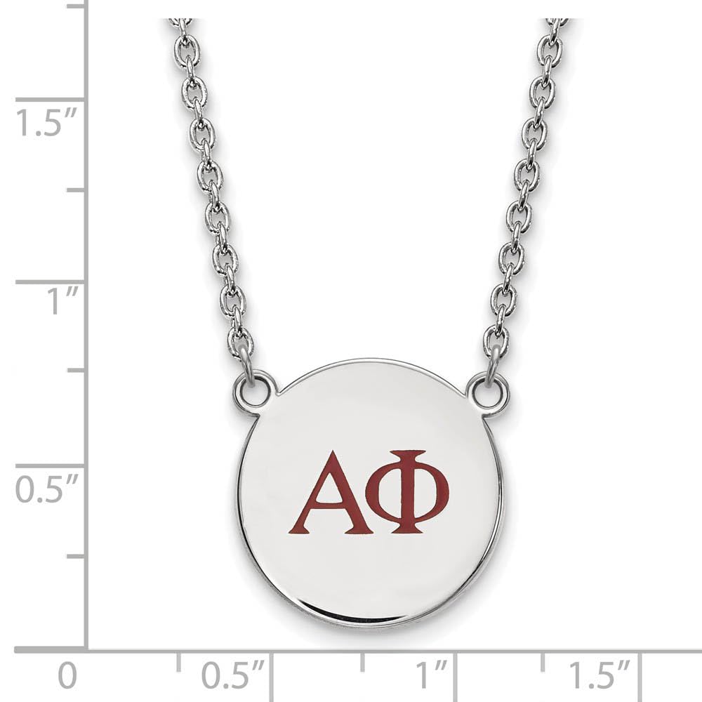 LogoArt Sterling Silver Alpha Phi Small Enameled Pendant Necklace With 18 Inch