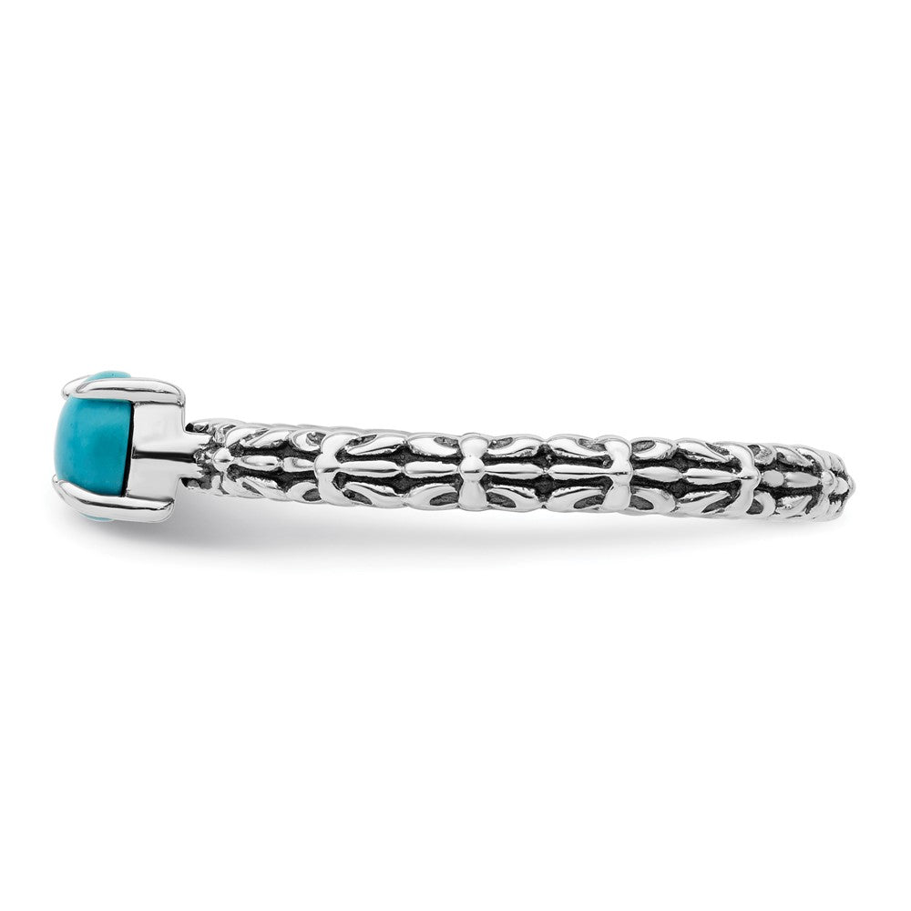 Sterling Silver Stackable Expressions Antiqued Turquoise Ring Size -5