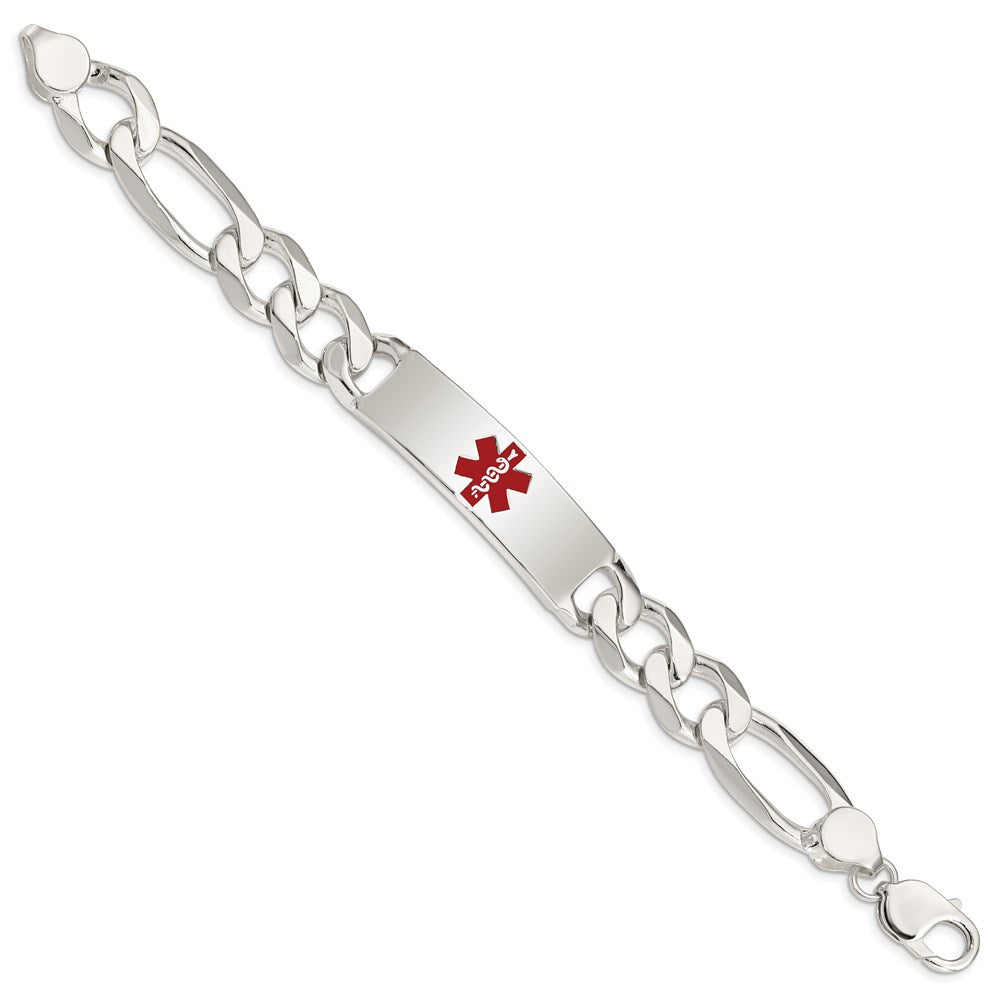 Sterling Silver Polished Medical Figaro Anchor Link ID Bracelet 8.5 inches