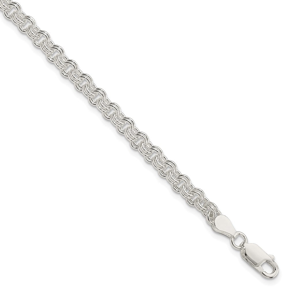 Sterling Silver 4mm Double Link Charm Bracelet 8 inches