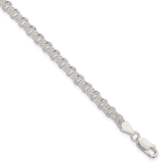 Sterling Silver 4mm Double Link Charm Bracelet 8 inches