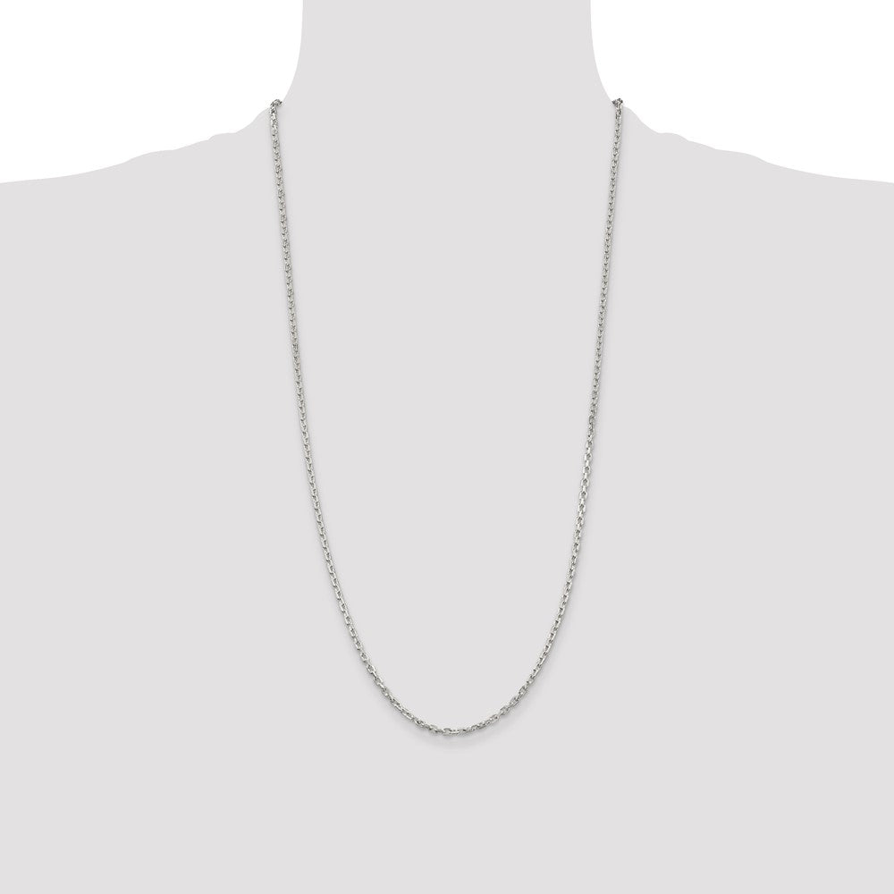 Sterling Silver 2.75mm Beveled Oval Cable Chain 28 Inches