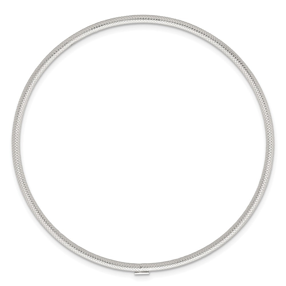 Sterling Silver Polished and Textured 2.00mm Slip-on Bangle Bracelet