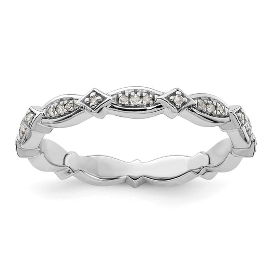 Sterling Silver Stackable Expressions Diamond Ring Size -6