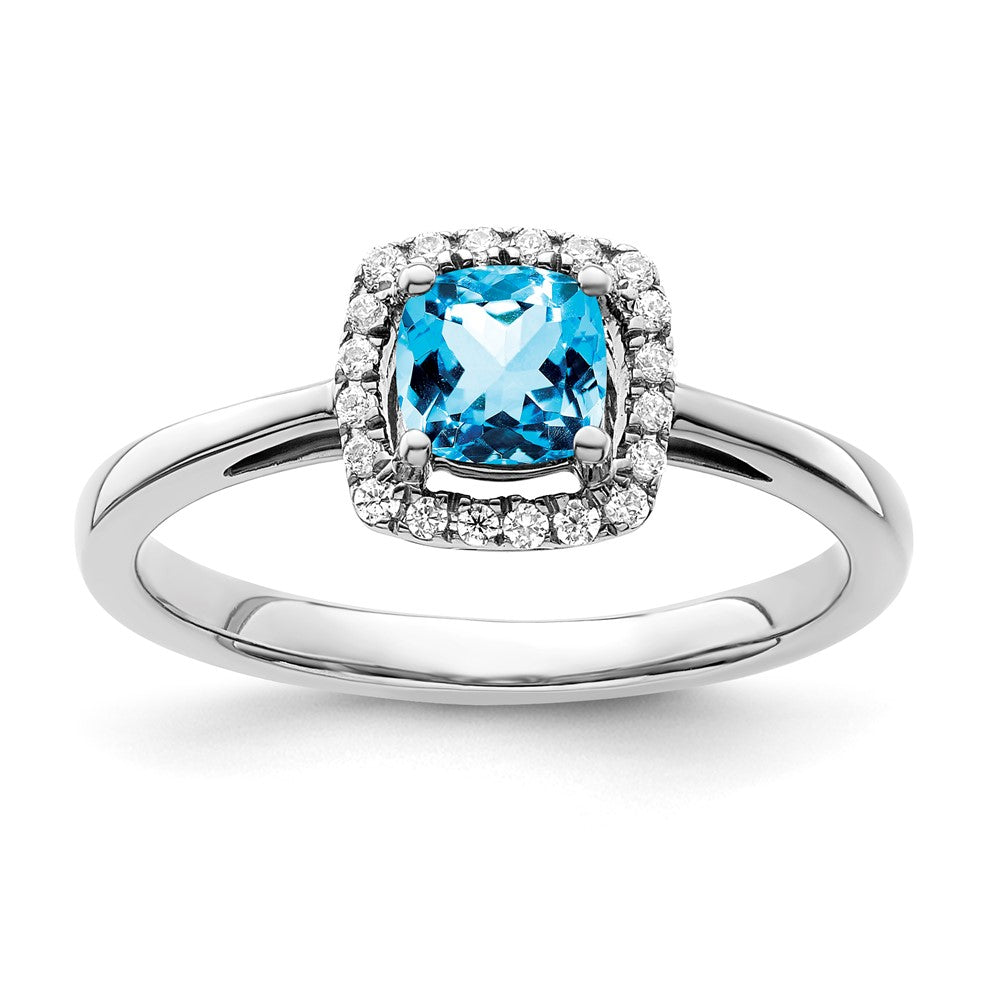 SS ANT Blue Topaz and Diamond Ring