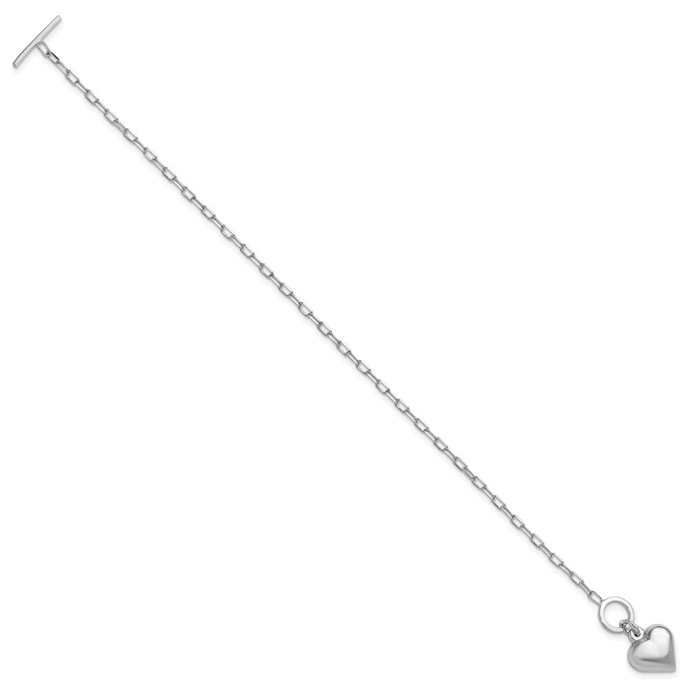 Sterling Silver Rhodium-plated Polished Heart Toggle Bracelet 7.5  inches