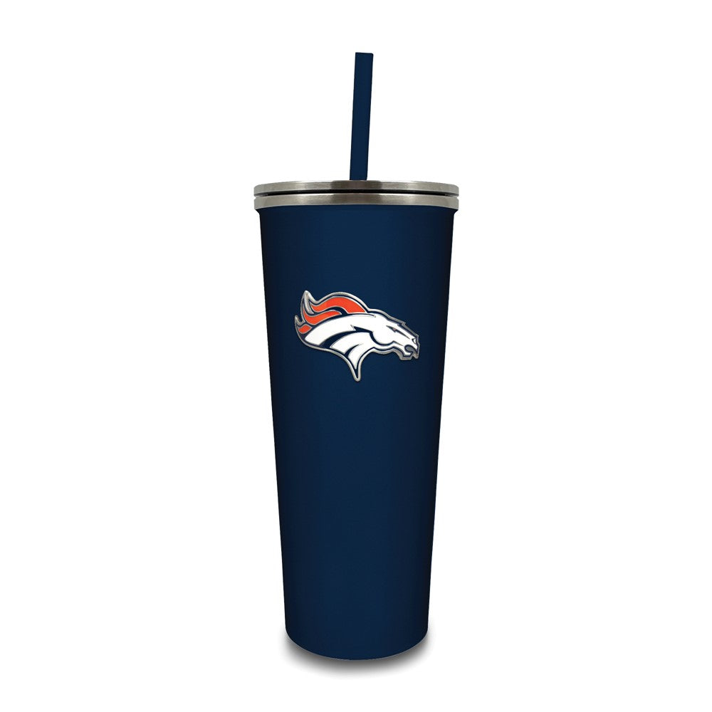 NFL Denver Broncos Stainless Steel 24 ounce Skinny Tumbler with Emblem and Straw
