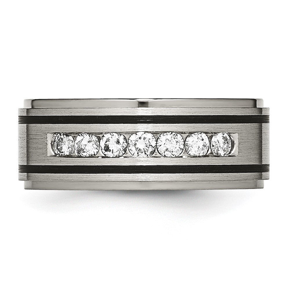 Titanium Polished/Brushed Enameled 1/2ct tw. Diamond 9mm Band Size - 9.5