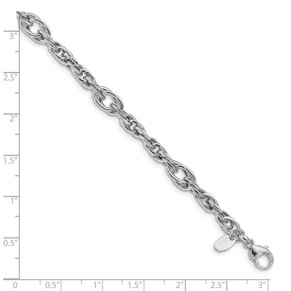 14k White Gold Polished Link Bracelet 7.5  inches