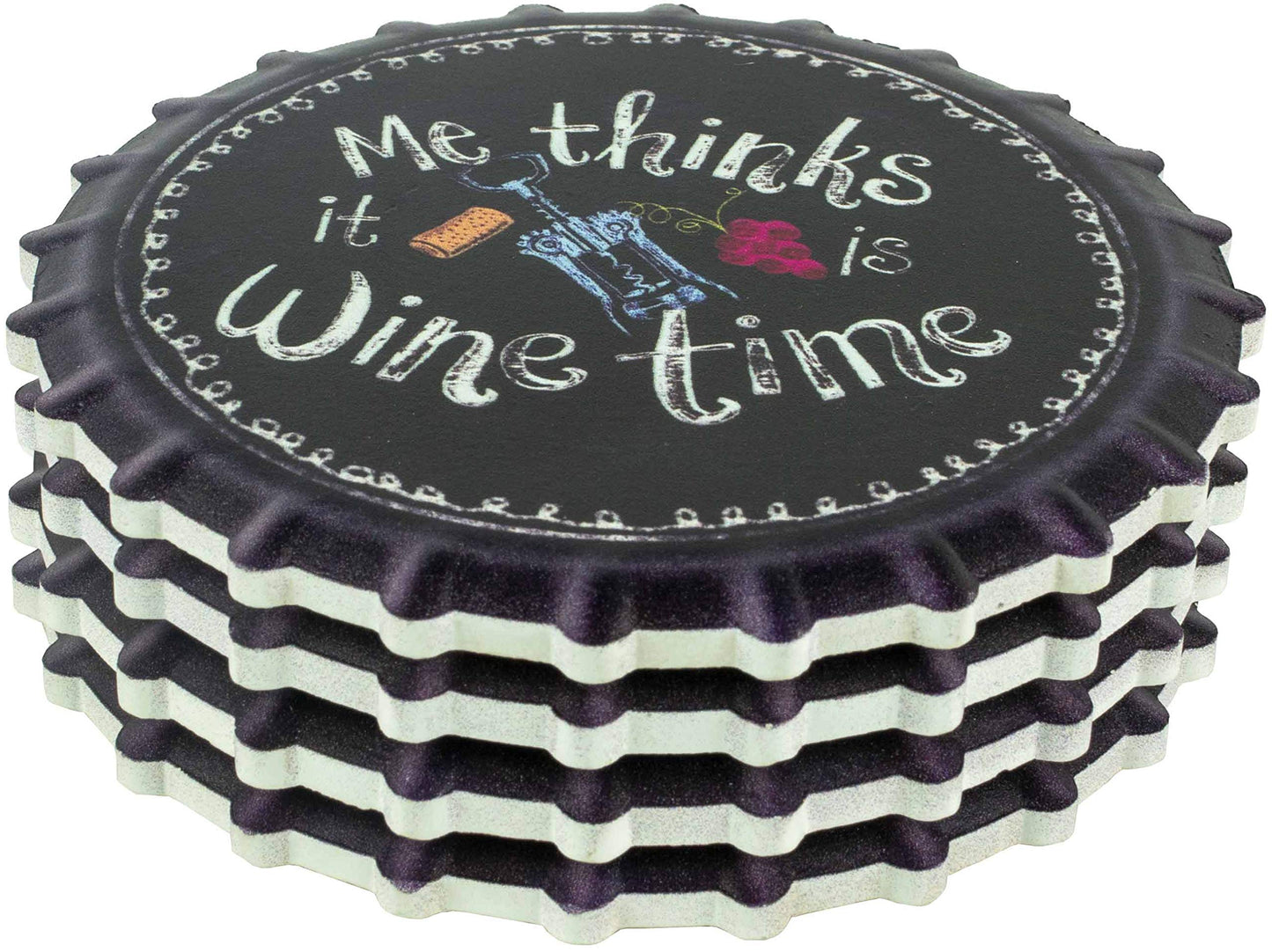 Set of 4 ME THINKS IT IS WINE TIME Resin Coasters QGM22634