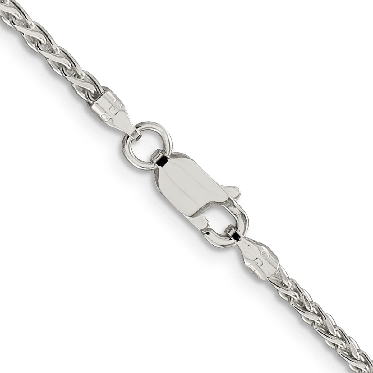 Finest Gold Sterling Silver 2 mm Diamond-cut Spiga Chain