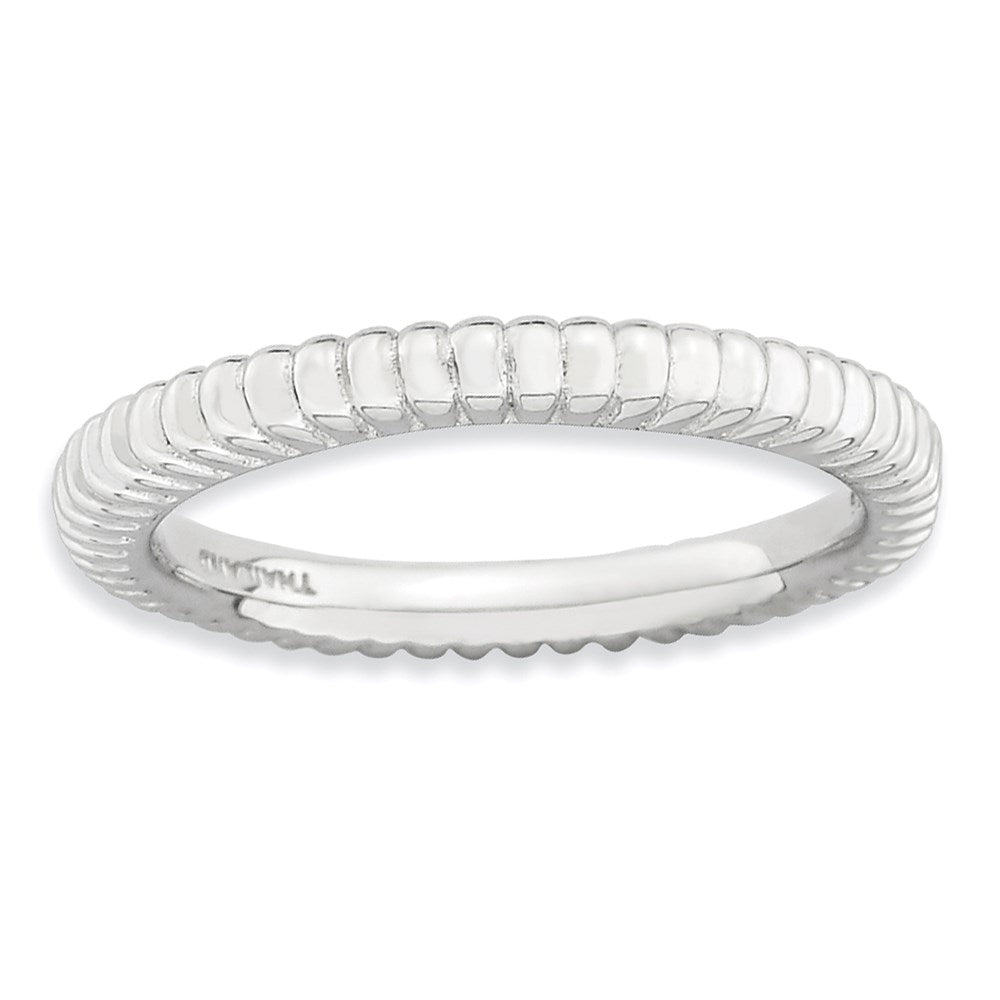 Sterling Silver Stackable Expressions Rhodium-plated Domed Ring