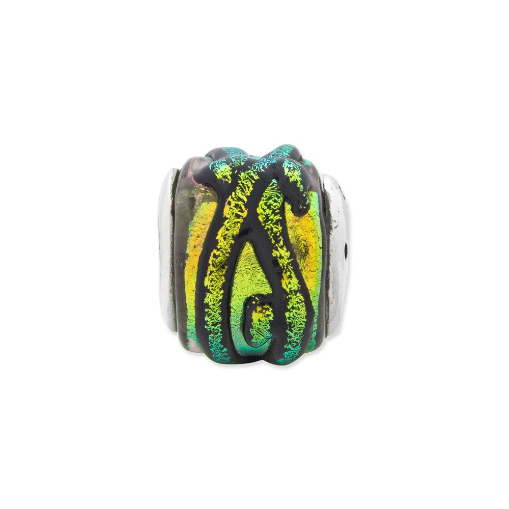 Sterling Silver Reflections Yellow Dichroic Glass Bead