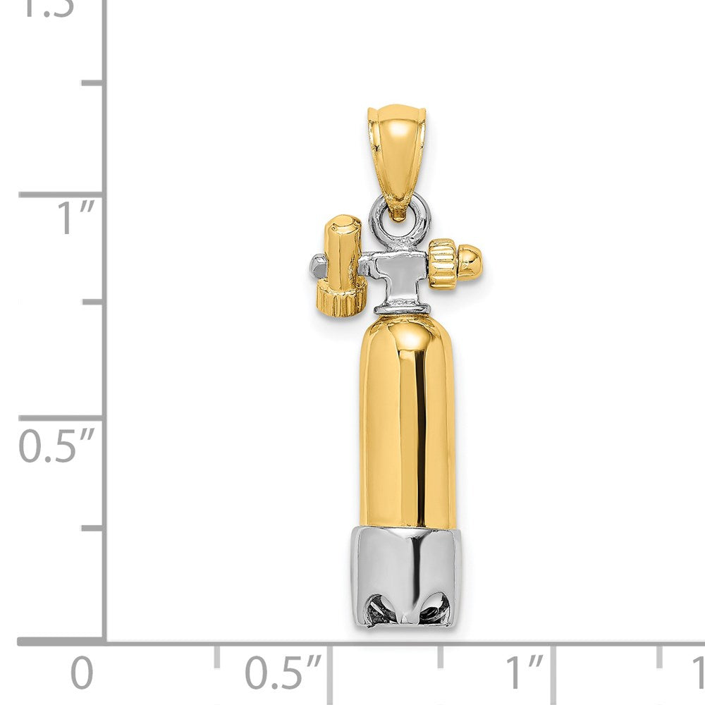 14k Two-tone 3-D Single Scuba Tank Charm