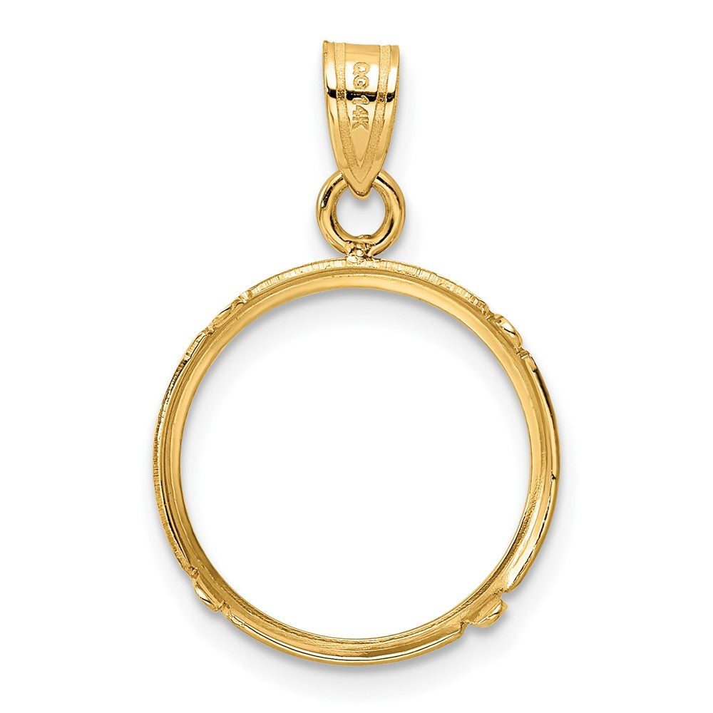Wideband Distinguished Coin Jewelry 14k Polished 15.0mm Prong Coin Bezel Pendant