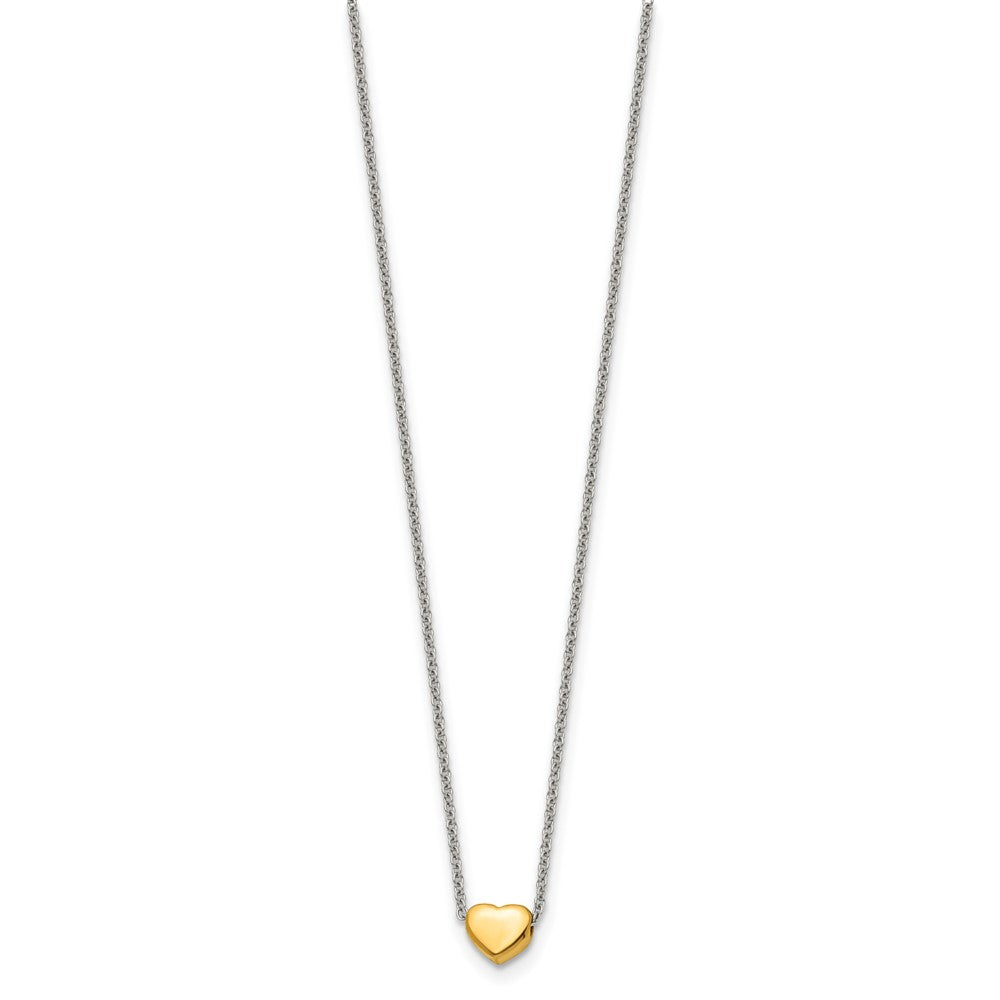 Stainless Steel Polished Yellow IP-plated Heart 16in Necklace