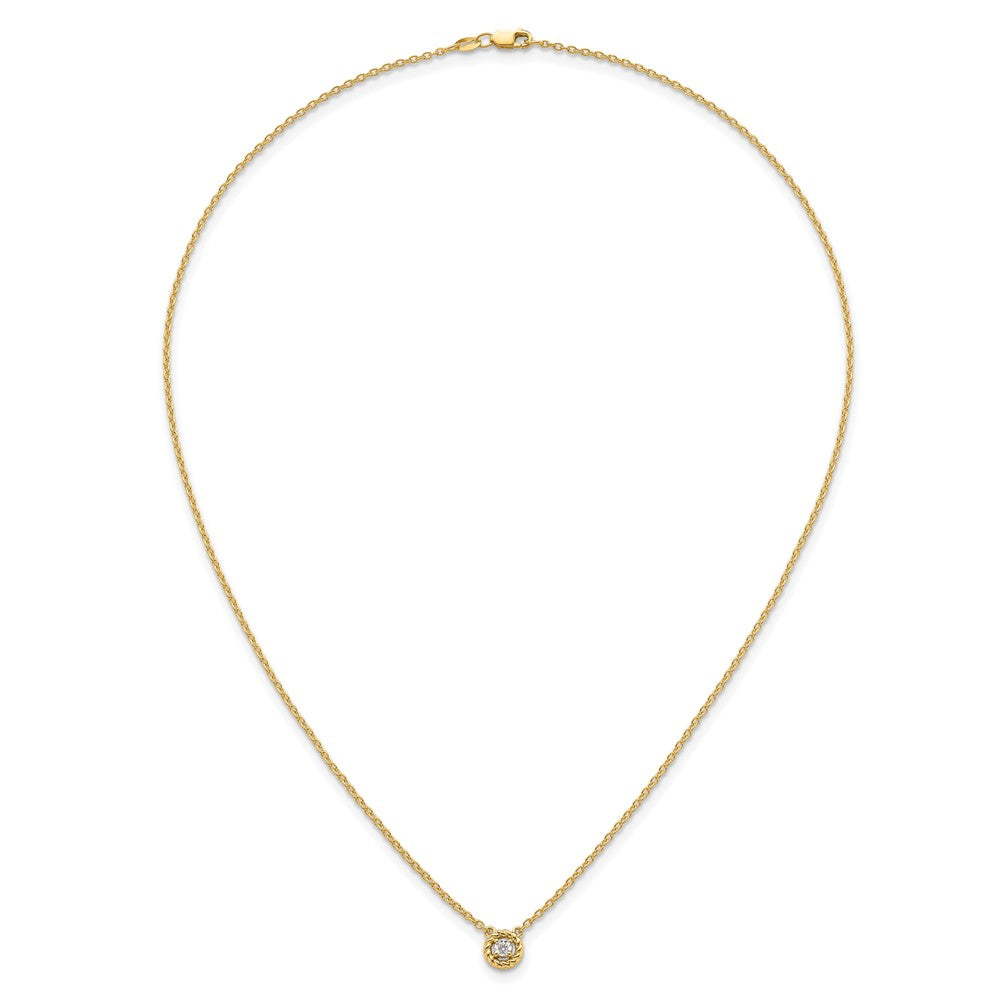 14K Polished and Twisted Diamond Necklace