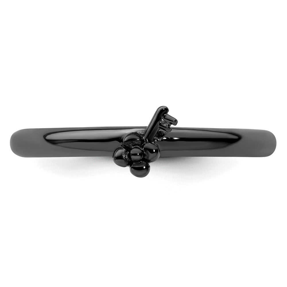 Sterling Silver Stackable Expressions Black-plated Key Ring