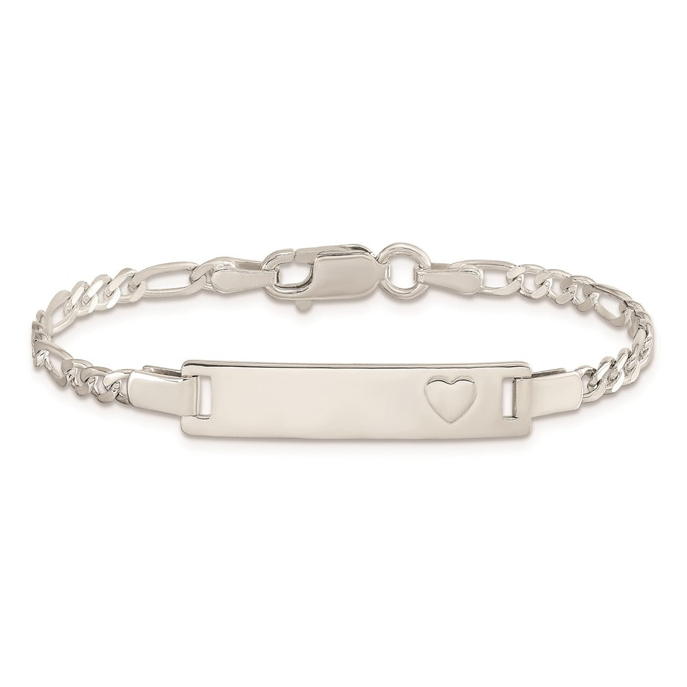 Sterling Silver Baby ID with Heart Bracelet 6 inches