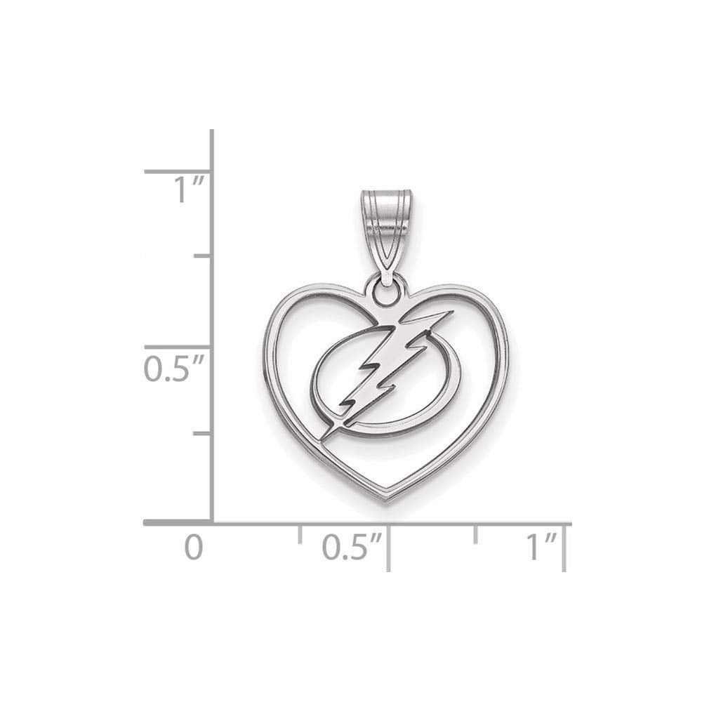 LogoArt Sterling Silver Rhodium-plated NHL Tampa Bay Lightning Pendant In Heart