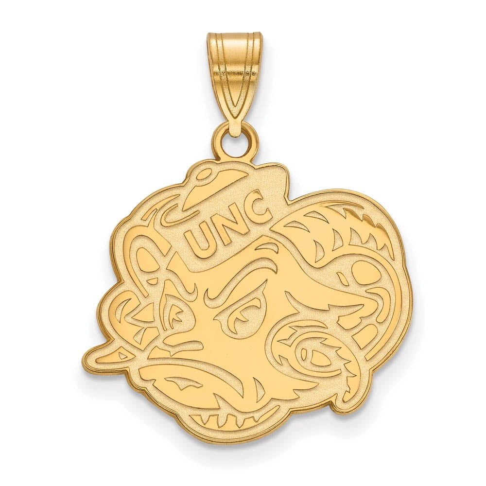 Sterling Silver Gold-plated LogoArt University of North Carolina Ram Large Pendant Q-GP054UNC